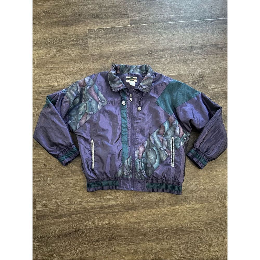 Vintage 1990’s Outbrook ColorBlock Windbreaker Track Jacket Retro Womens Size XL